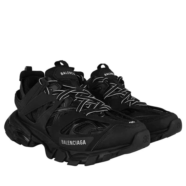 BALENCIAGA TRACK LOGO-DETAILED MESH AND RUBBER SNEAKERS BLACK