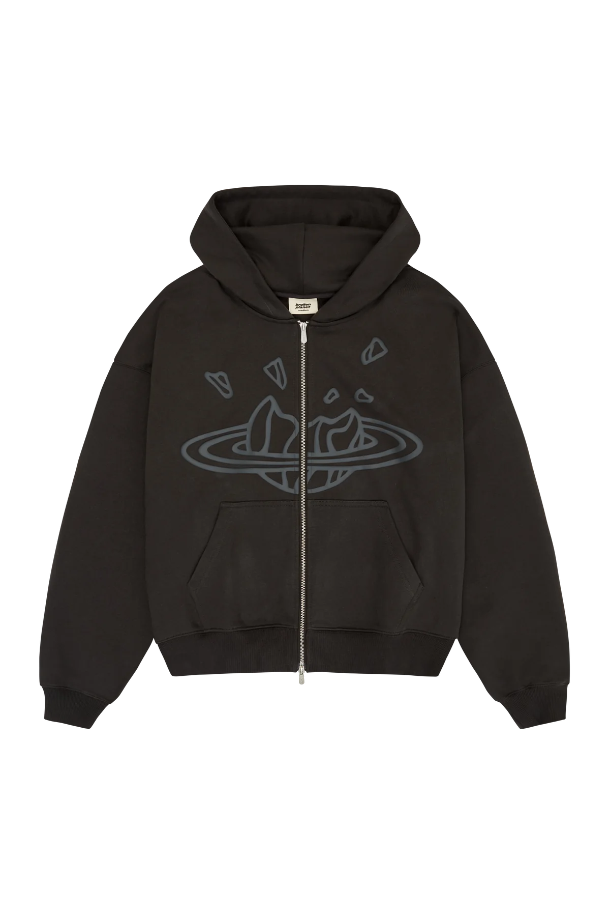 Broken Planet Zip Up Hoodie - Soot Black