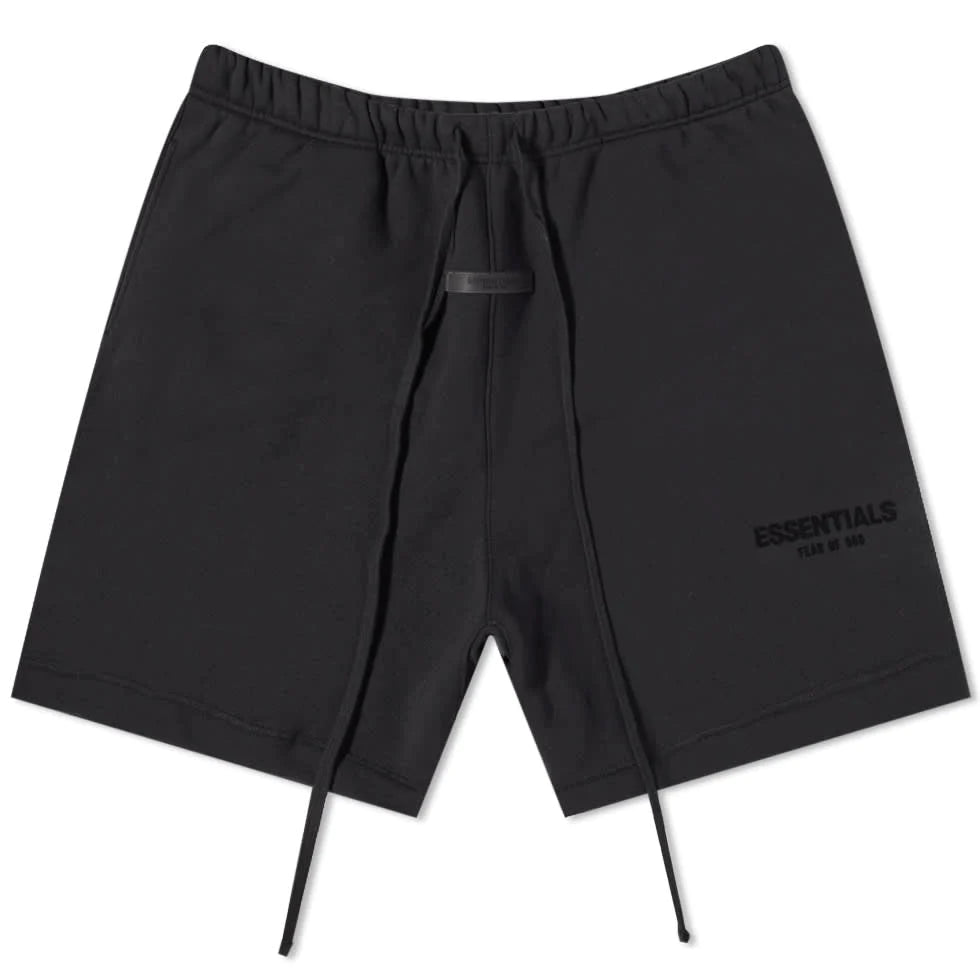 FEAR OF GOD ESSENTIALS LOGO SWEAT SHORT BLACK